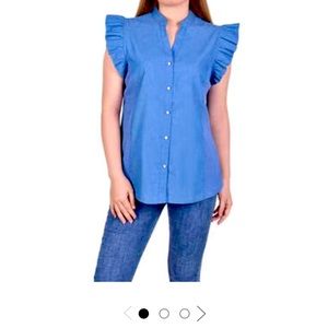 👚🌸🌺Womens NY Collection Denim Button Down Flutter Sleeve Blouse